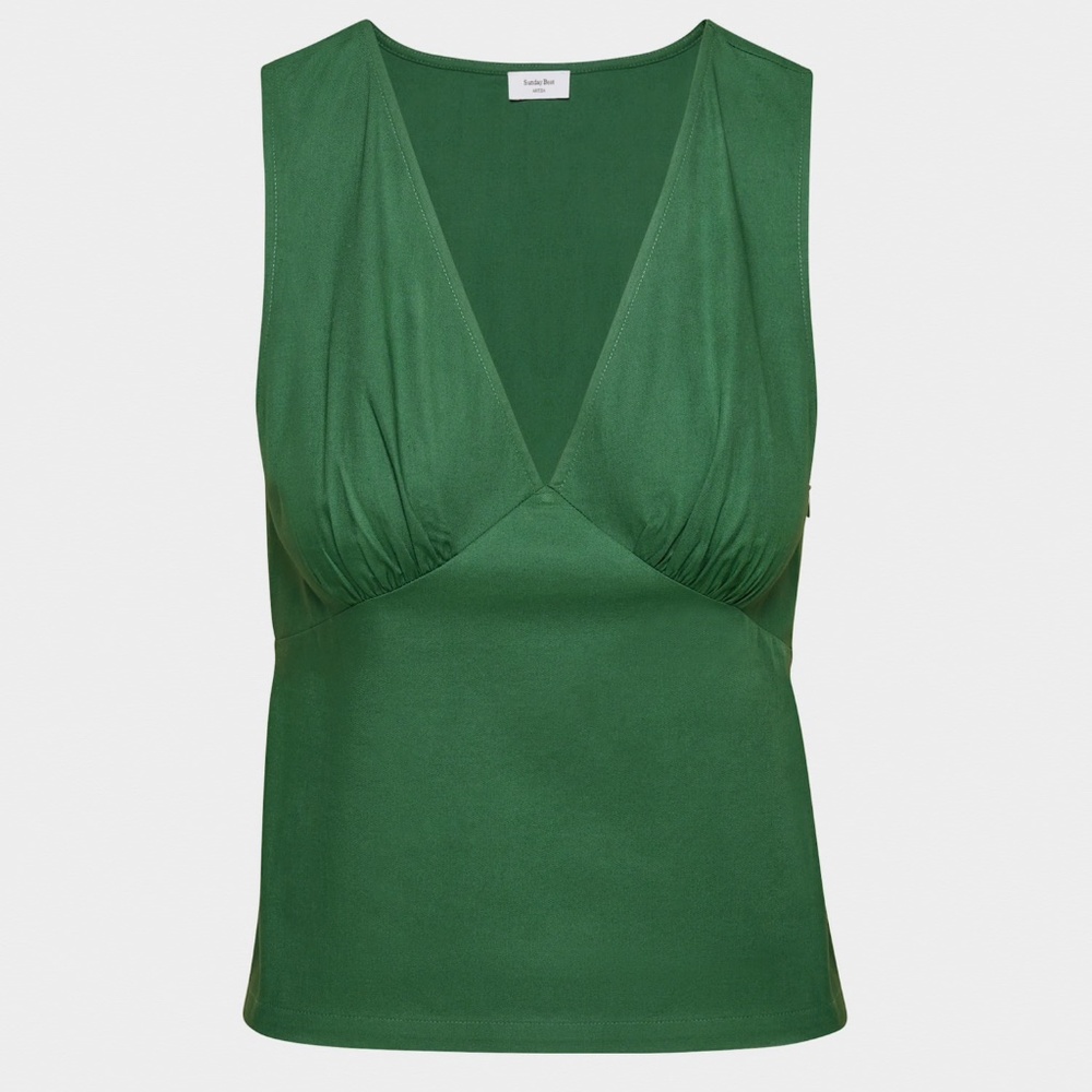 Artizia Loyal Top - V-Neck Blouse in Nori Green NWT